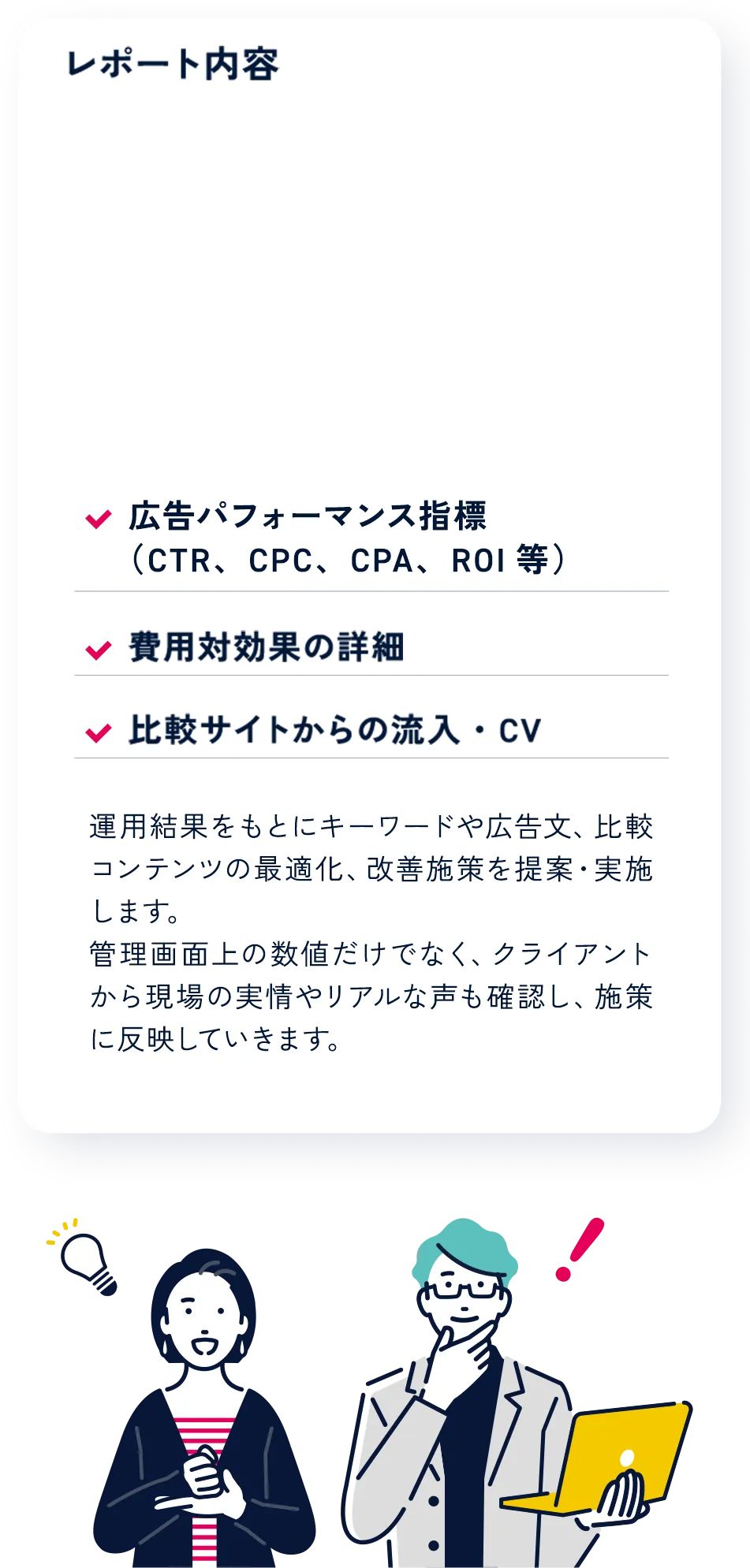 透明性の高い運用結果と改善案をご報告します